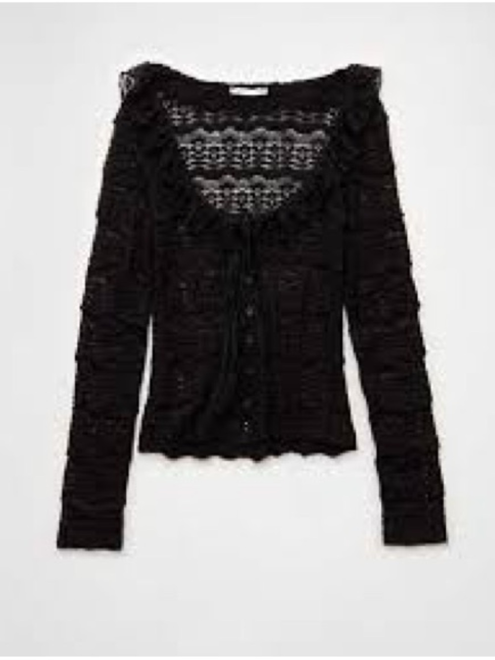 NWT American Eagle Black Lace-Detail Knit Cardigan Sweater - size M